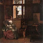 HOOCH, Pieter de Woman Reading a Letter s oil on canvas